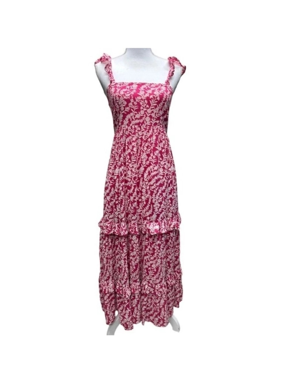 Banjanan Penelope Dress Sleeveless Pink Tiered Maxi Dress - Picture 2 of 9